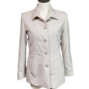 Pendleton Vintage 100% Wool Tan & White Plaid Button Blazer Jacket size 6